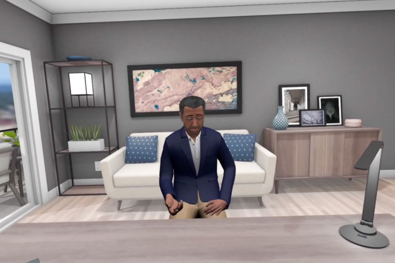 Study participants were prompted to give critical feedback to an avatar employee. Image courtesy of Strivr