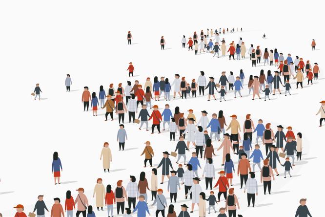 Illustration of large group with some outliers