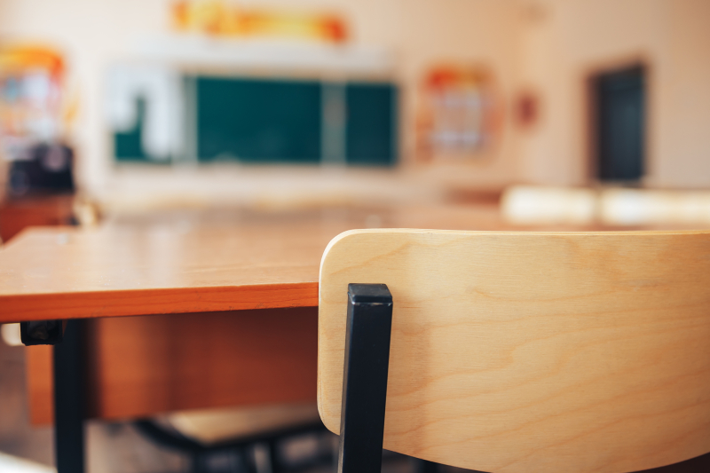 Empty desk in a classroom