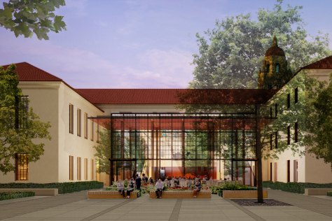 Architectural rendering of the ANKO building from the trellis entry