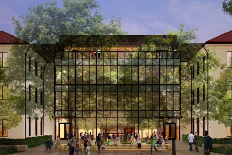 An architectural rendering of the Raikes building