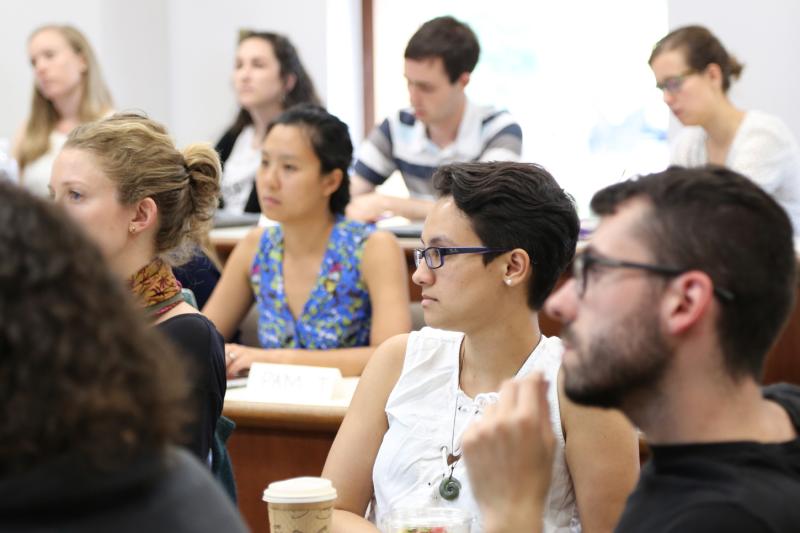 Classroom of students looking ahead to the left