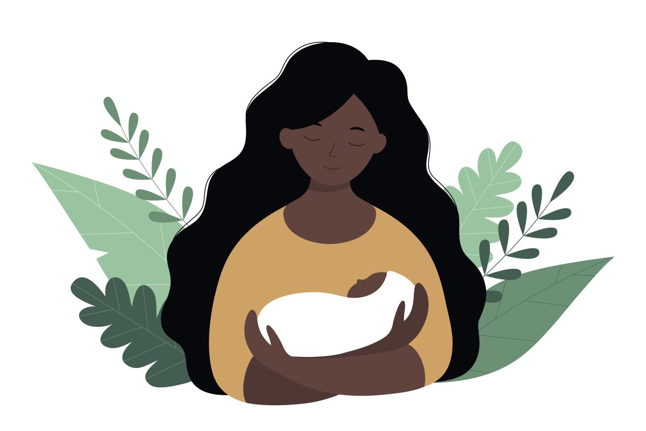 Image of Black woman with a baby in her arms