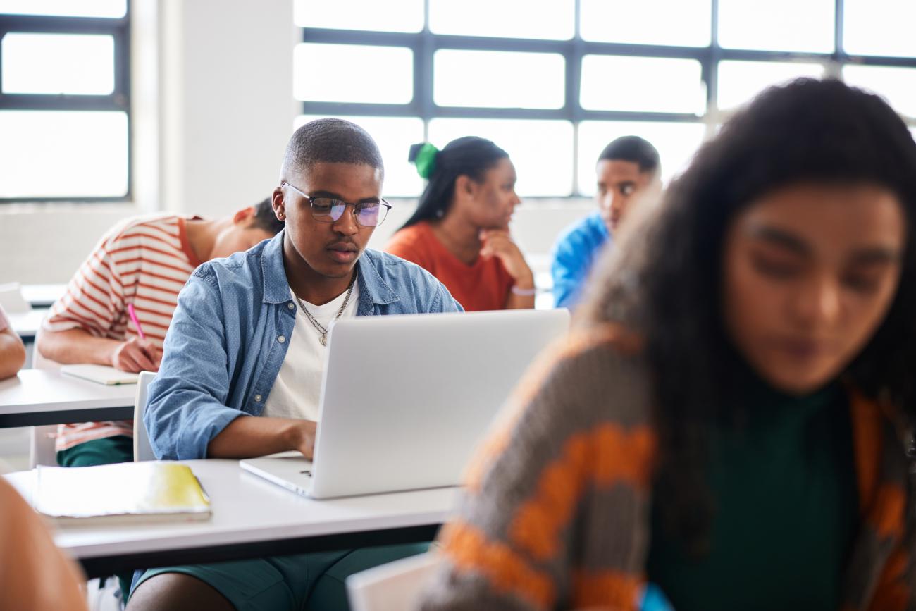 Students in a classroom on computers