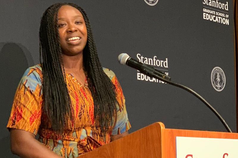 Kemi Oyewole, Canfield PhD fellowship recipient at the GSE Fellowship Reception May 2016. 