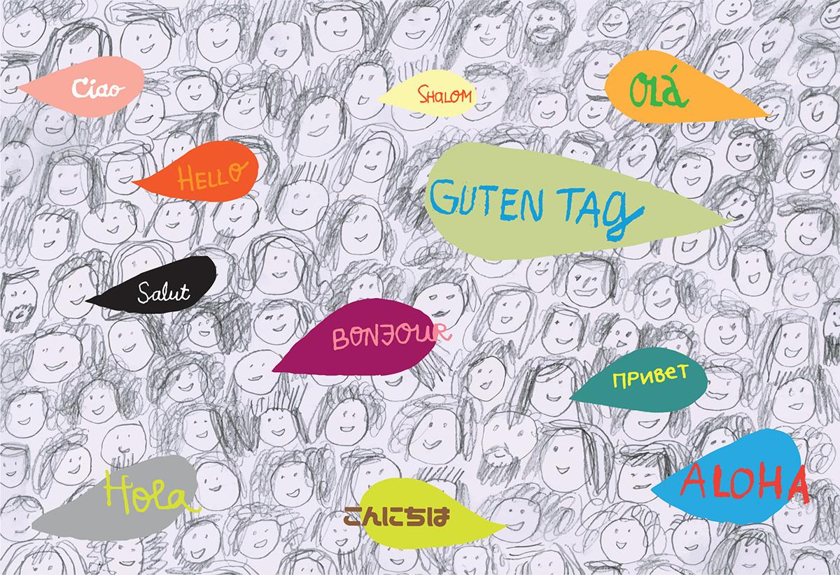 illustration of "hello" in many languages